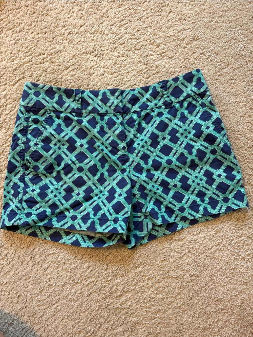 Vineyard Vines Navy and Teal Geometric Print Women's Shorts